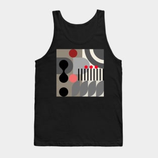 Modern Abstract Geometric Bauhaus Doodle Red Black Grey Style Tank Top